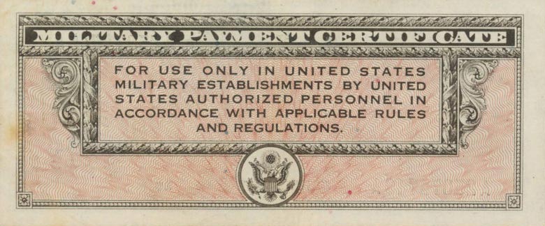 Back of United States pM7a: 10 Dollars from 1946