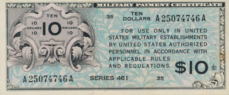 Front of United States pM7a: 10 Dollars from 1946