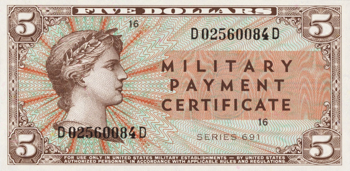 Front of United States pM88: 5 Dollars from 1969