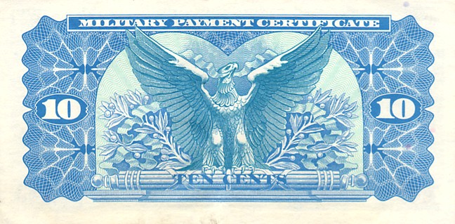 Back of United States pM92a: 10 Cents from 1970