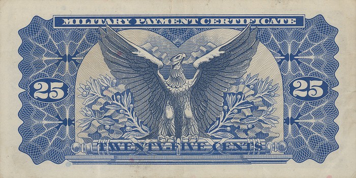 Back of United States pM93a: 25 Cents from 1970