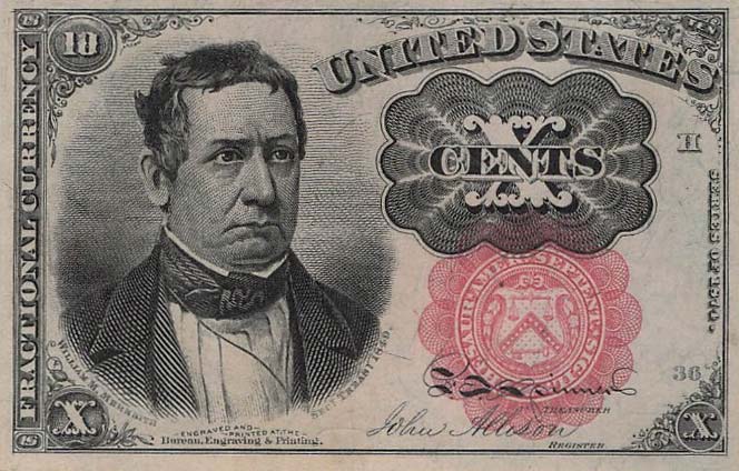 Front of United States p122b: 10 Cents from 1863