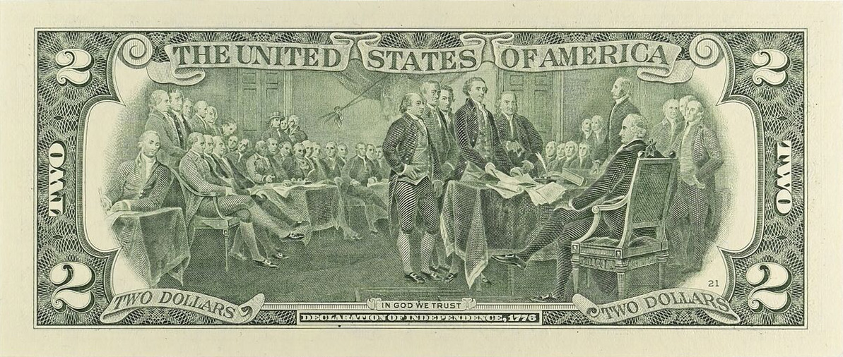 Back of United States p545K: 2 Dollars from 2017