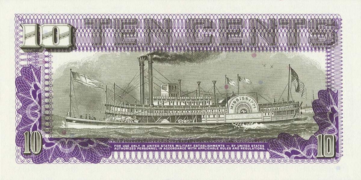 Back of United States pM100s: 10 Cents from 1970