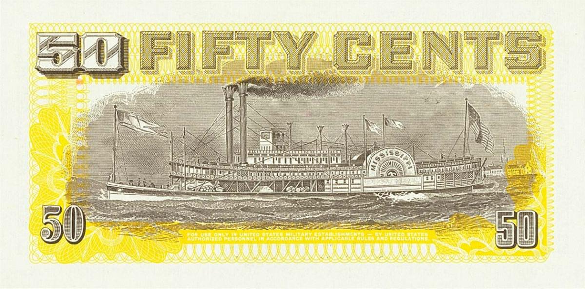 Back of United States pM102s: 50 Cents from 1970