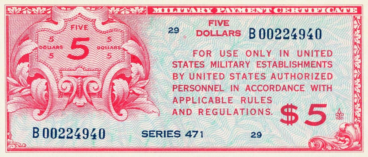 Front of United States pM13r: 5 Dollars from 1947