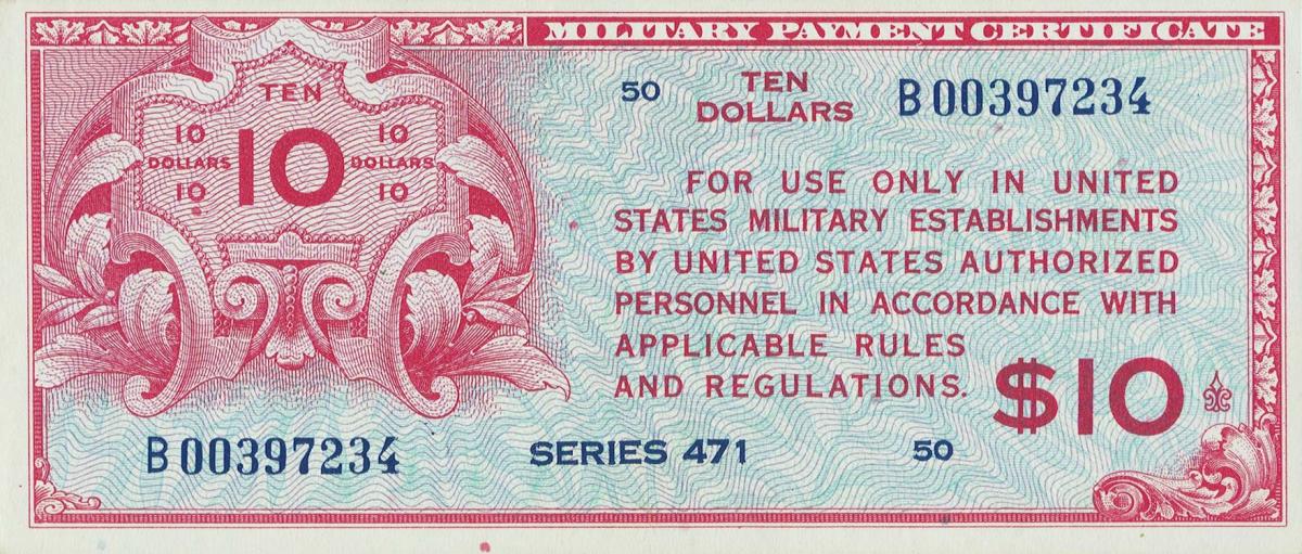 Front of United States pM14r: 10 Dollars from 1947