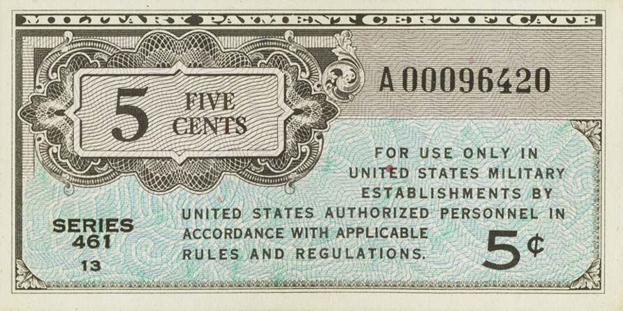 Front of United States pM1r: 5 Cents from 1946
