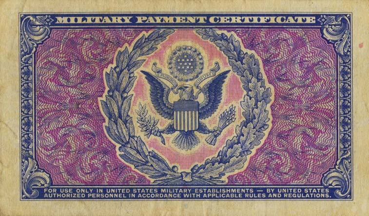 Back of United States pM26r: 1 Dollar from 1951