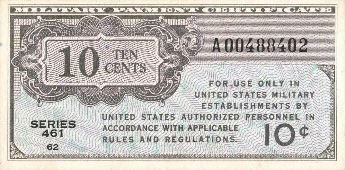 Front of United States pM2r: 10 Cents from 1946