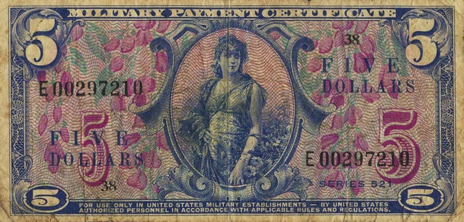 Front of United States pM34r: 5 Dollars from 1954