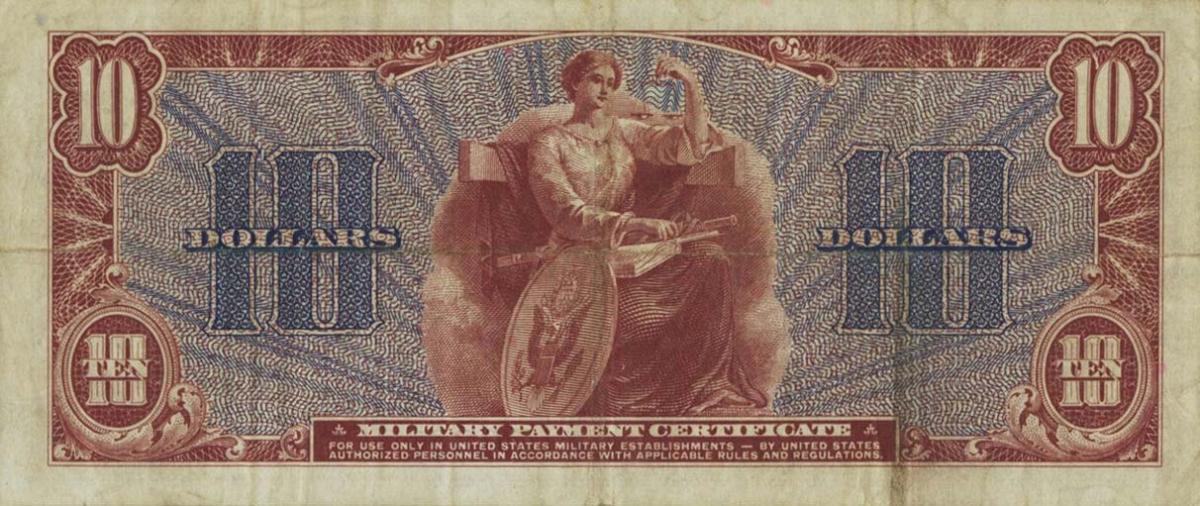 Back of United States pM35r: 10 Dollars from 1954