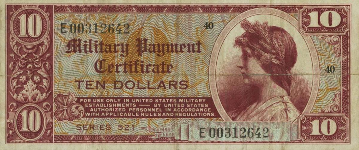 Front of United States pM35r: 10 Dollars from 1954