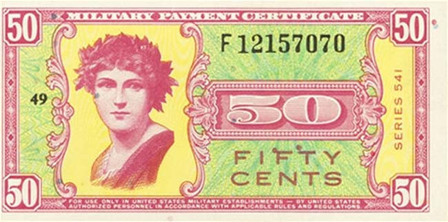 Front of United States pM39r: 50 Cents from 1958