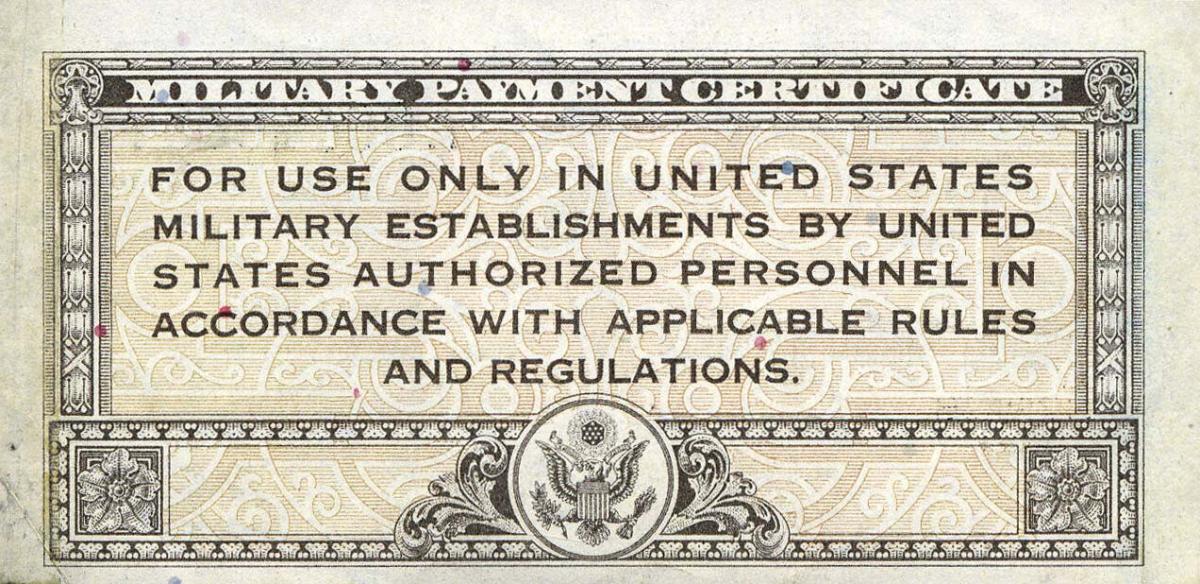 Back of United States pM3r: 25 Cents from 1946