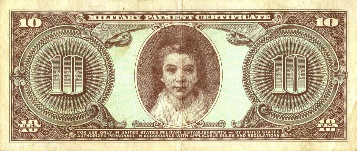 Back of United States pM42r: 10 Dollars from 1958