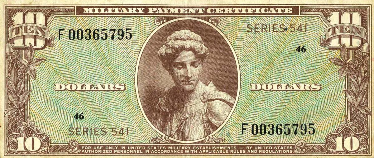 Front of United States pM42r: 10 Dollars from 1958