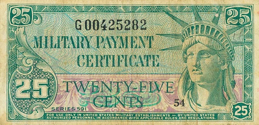 Front of United States pM45r: 25 Cents from 1961