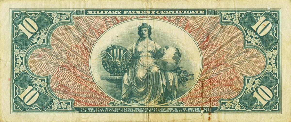 Back of United States pM49r: 10 Dollars from 1961