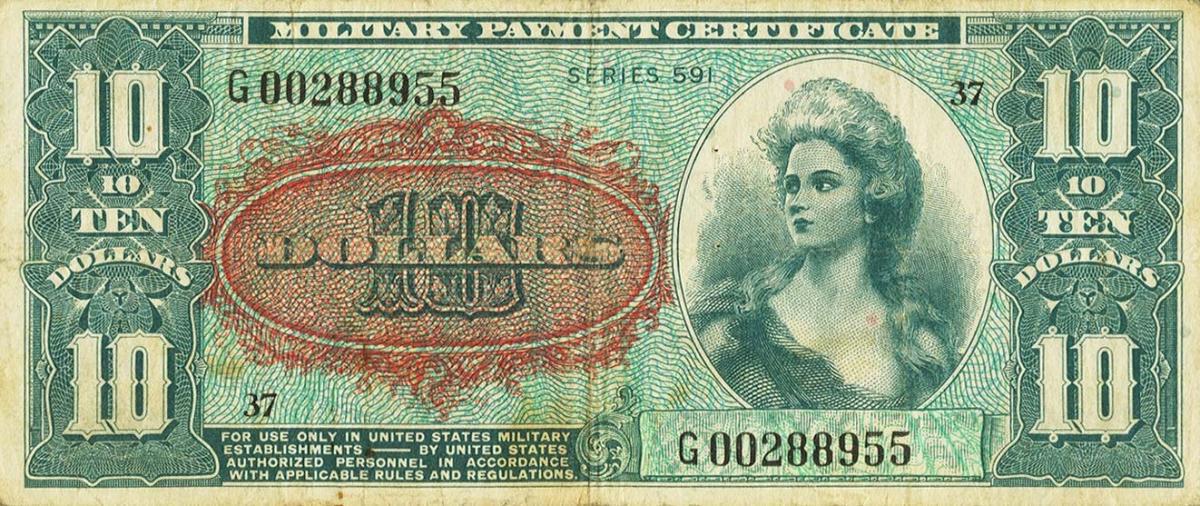 Front of United States pM49r: 10 Dollars from 1961