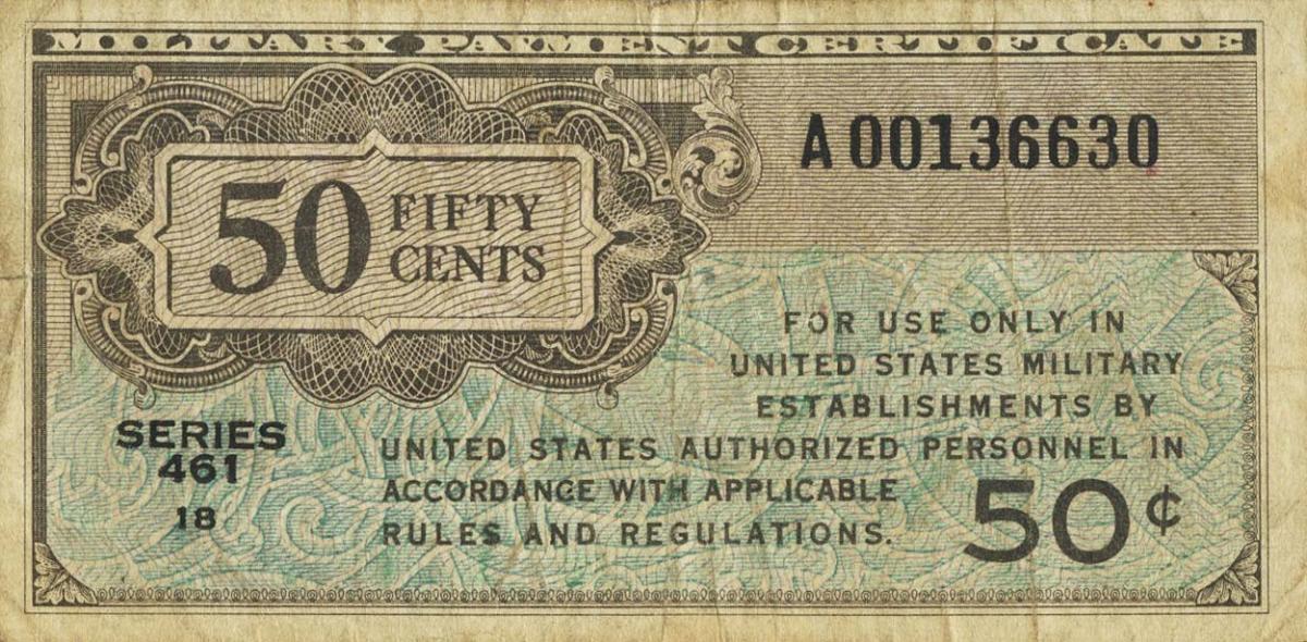 Front of United States pM4r: 50 Cents from 1946