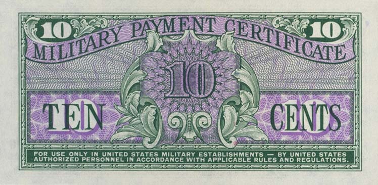 Back of United States pM51r: 10 Cents from 1964