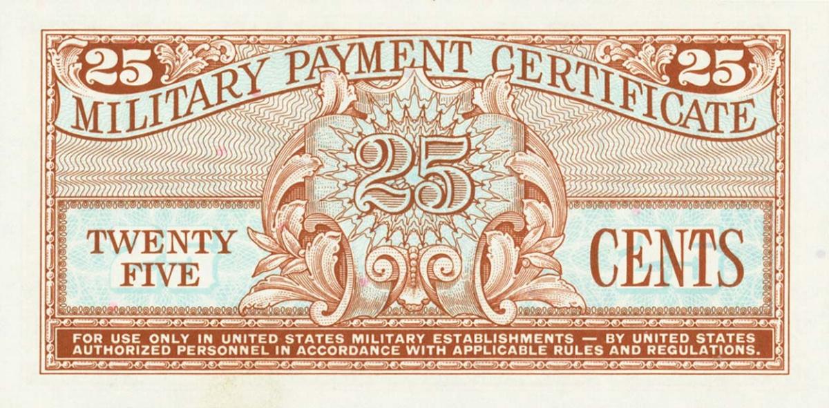 Back of United States pM52r: 25 Cents from 1964
