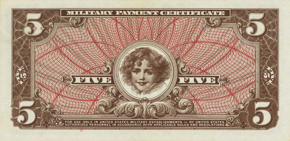Back of United States pM55r: 5 Dollars from 1964