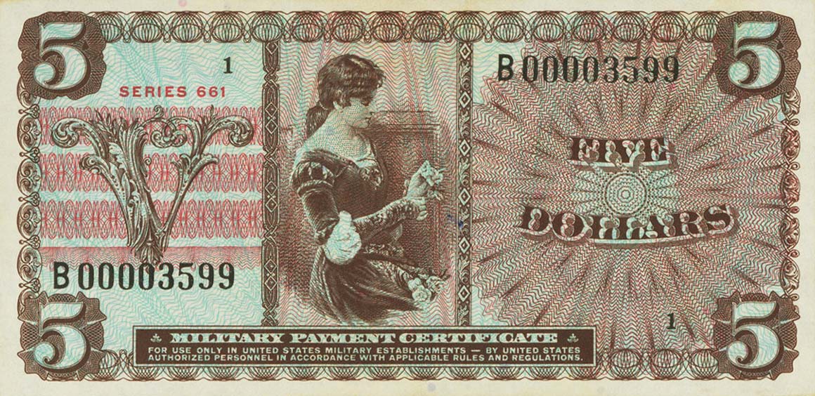 Front of United States pM55r: 5 Dollars from 1964