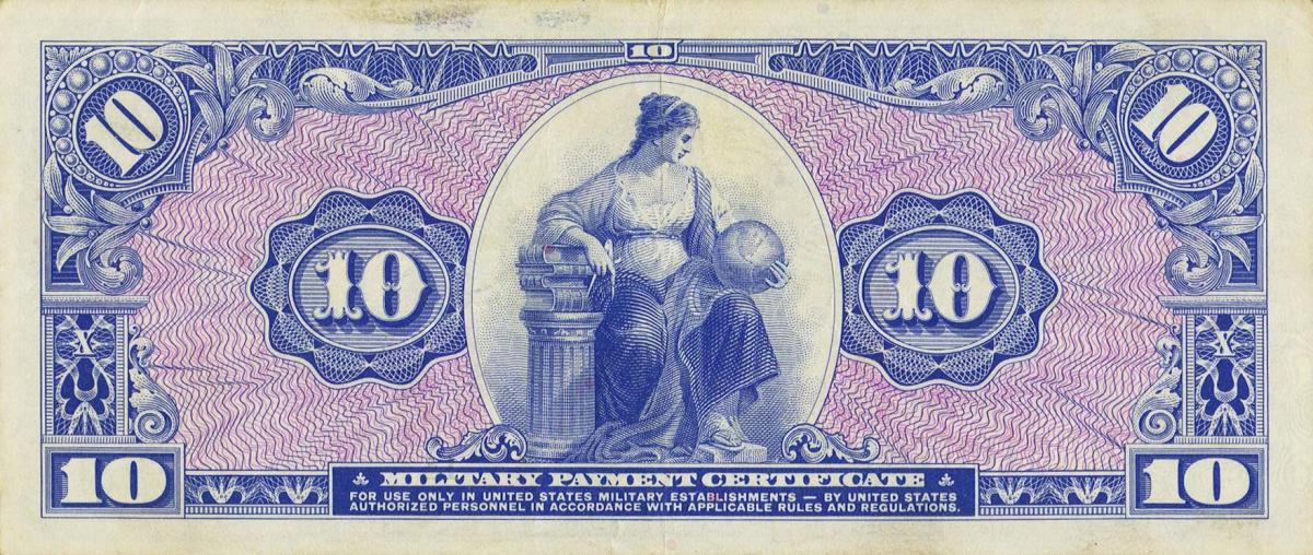 Back of United States pM56r: 10 Dollars from 1964
