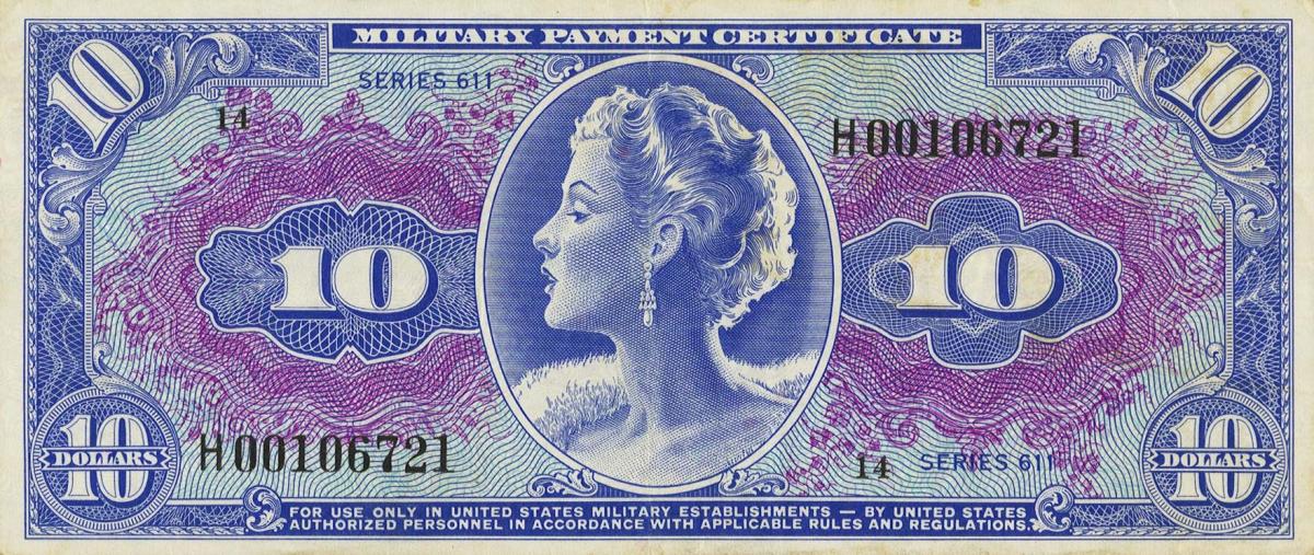 Front of United States pM56r: 10 Dollars from 1964