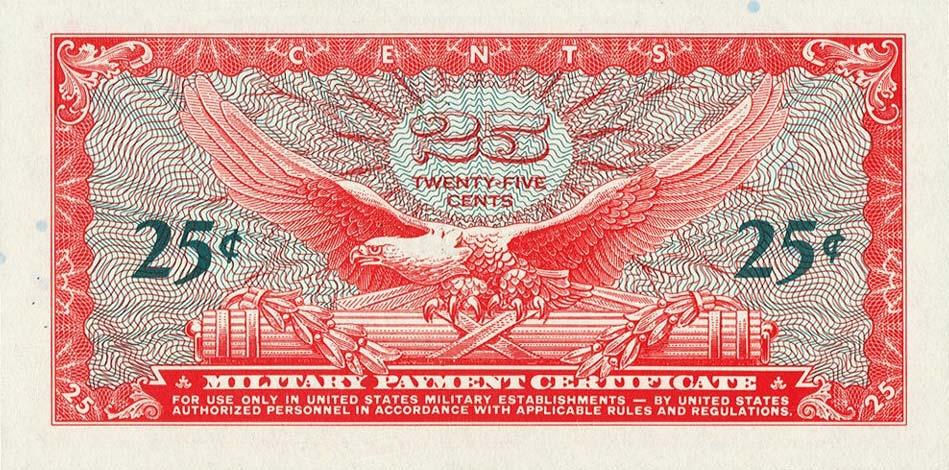 Back of United States pM59r: 25 Cents from 1965