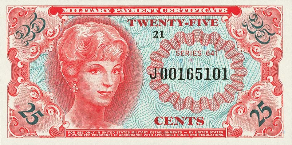 Front of United States pM59r: 25 Cents from 1965