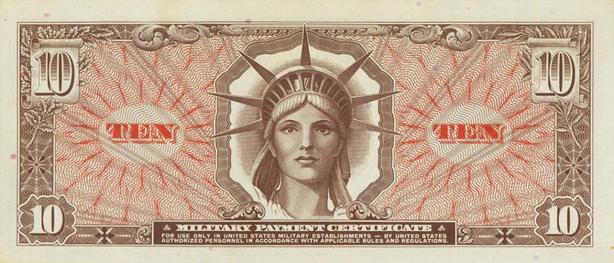 Back of United States pM63r: 10 Dollars from 1965