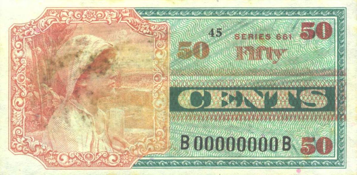 Front of United States pM67s: 50 Cents from 1968