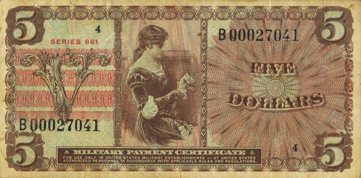 Front of United States pM69r: 5 Dollars from 1968