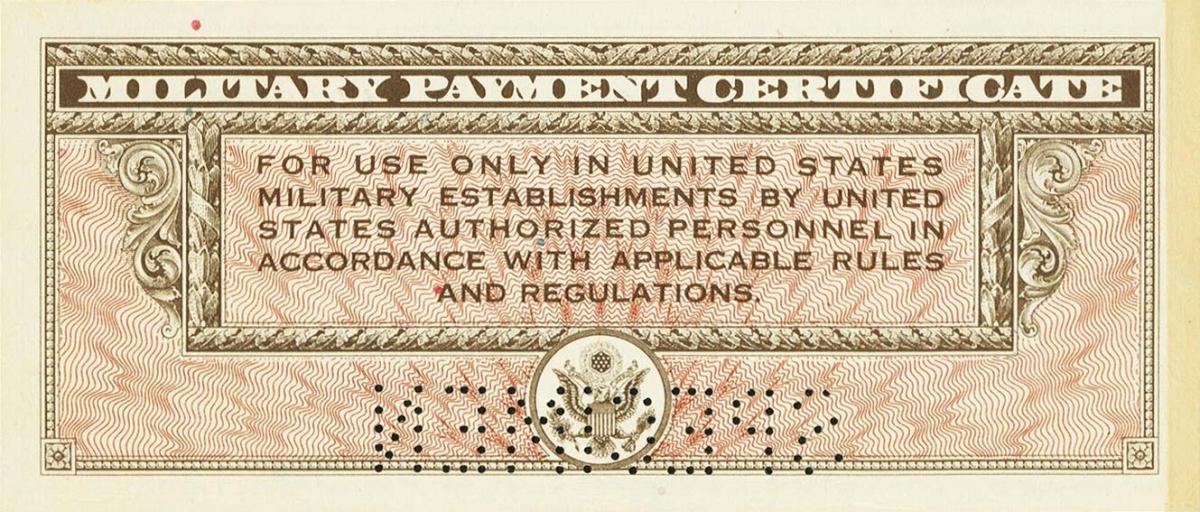 Back of United States pM6s: 5 Dollars from 1946