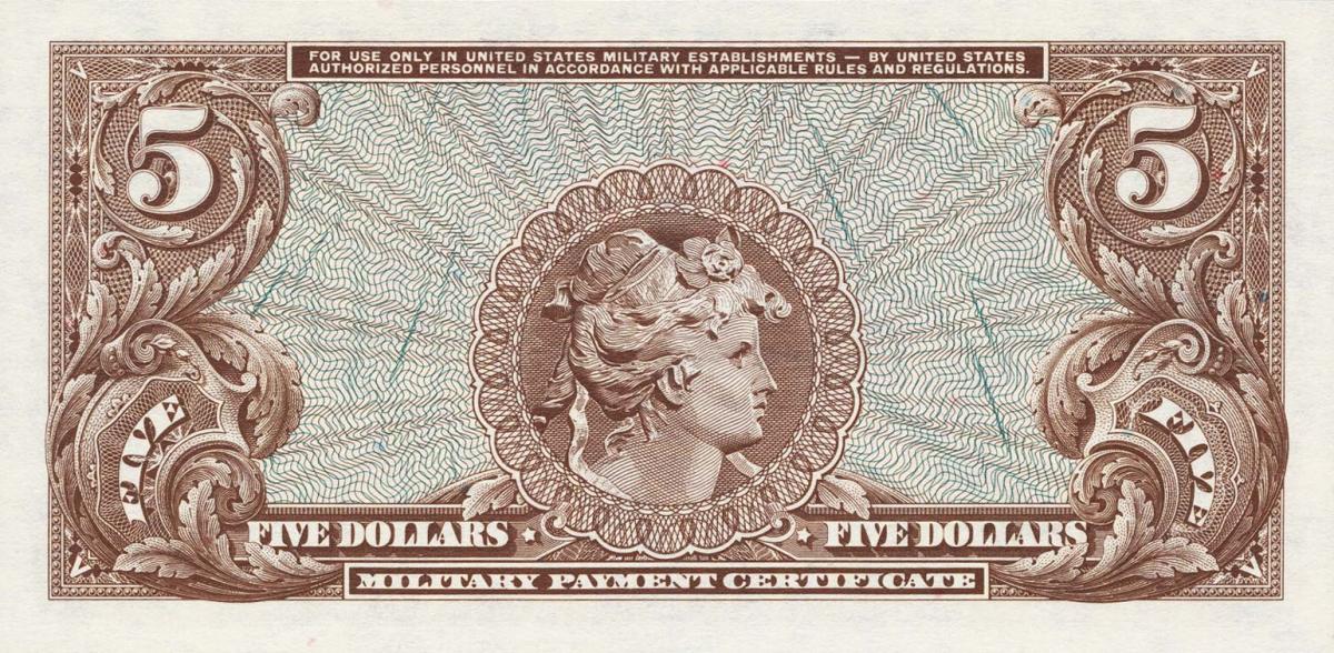 Back of United States pM73r: 5 Dollars from 1969