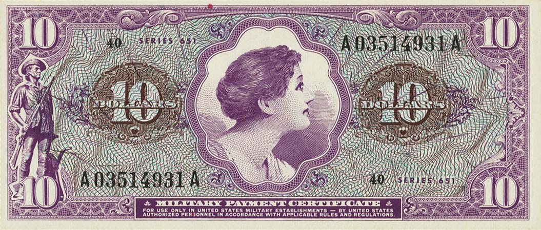 Front of United States pM74r: 10 Dollars from 1969