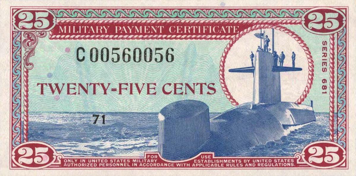 Front of United States pM77r: 25 Cents from 1969