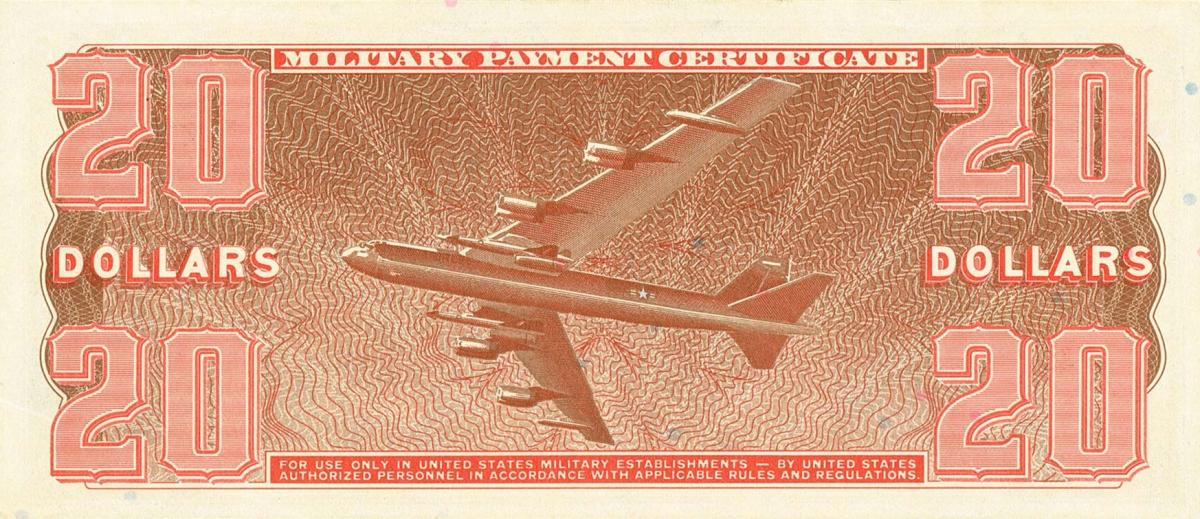 Back of United States pM82r: 20 Dollars from 1969