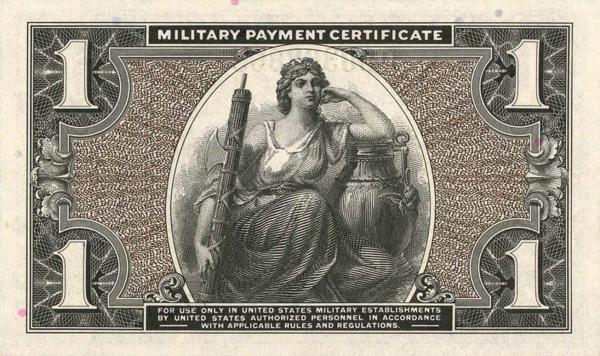 Back of United States pM87r: 1 Dollar from 1969