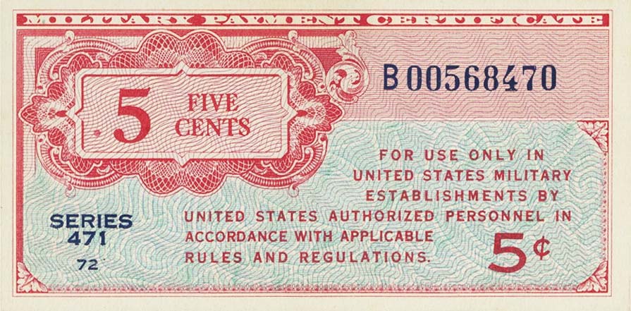 Front of United States pM8r: 5 Cents from 1947