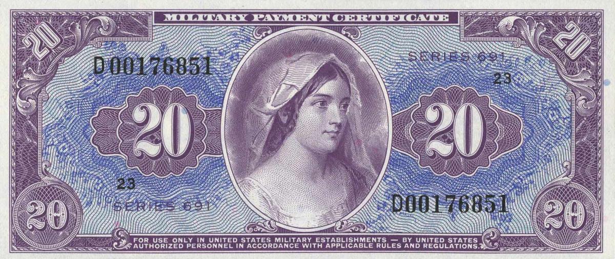 Front of United States pM90r: 20 Dollars from 1969