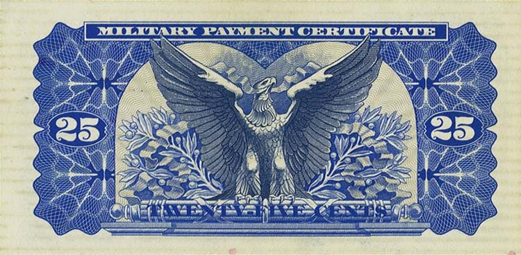 Back of United States pM93r: 25 Cents from 1970