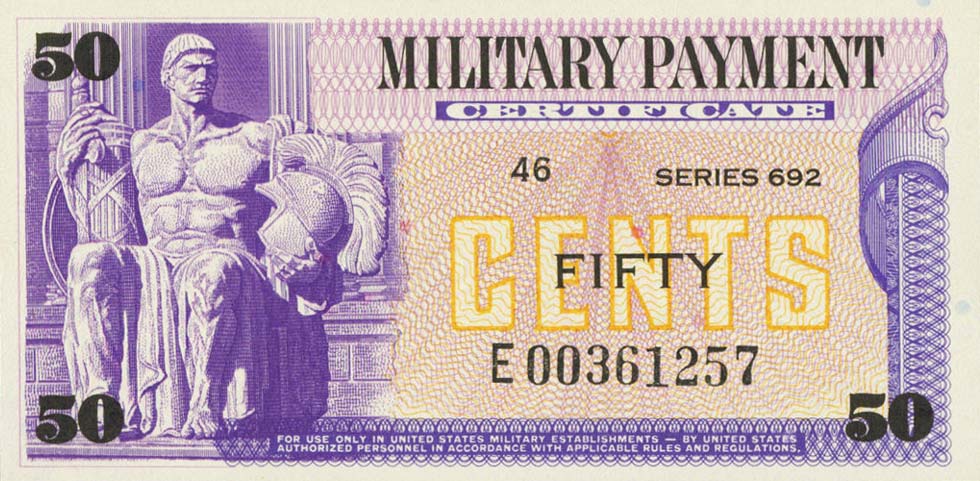 Front of United States pM94r: 50 Cents from 1970