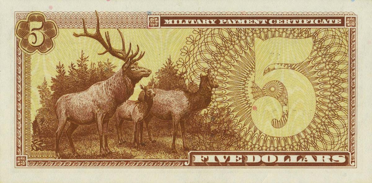 Back of United States pM96r: 5 Dollars from 1970