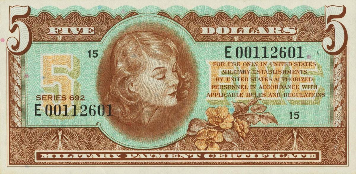 Front of United States pM96r: 5 Dollars from 1970