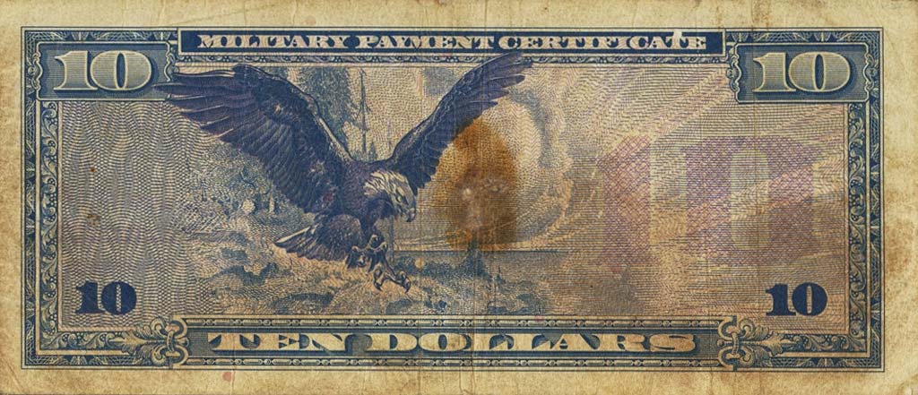 Back of United States pM97r: 10 Dollars from 1970