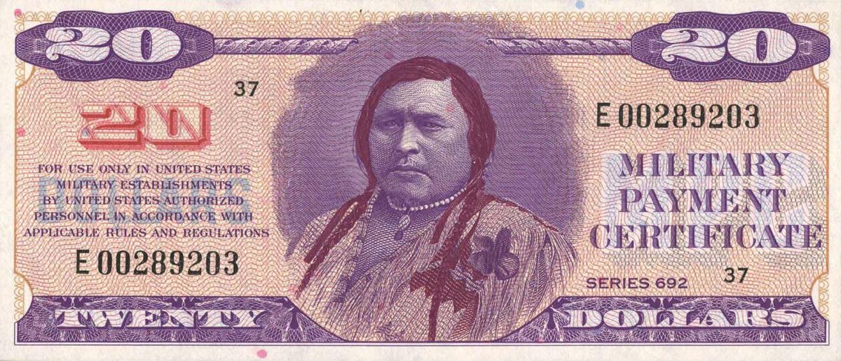 Front of United States pM98r: 20 Dollars from 1970